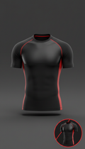 Camiseta de compresión Ultra Black con detalles Signal Red