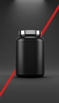 Suplemento whey premium negro con tapa cromada